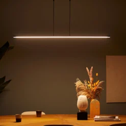 LED-Hängeleuchte Zelena, schwarz, Länge 122cm, Metall, CCT
