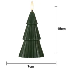 LED-Kerze Flamme Grany, grün 15 cm Echtwachs Batteriebetrieb