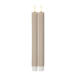 LED-Kerze Flamme Stripe, beige, 25 cm Wachs Batterie 2er-Set