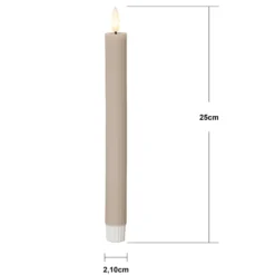 LED-Kerze Flamme Stripe, beige, 25 cm Wachs Batterie 2er-Set