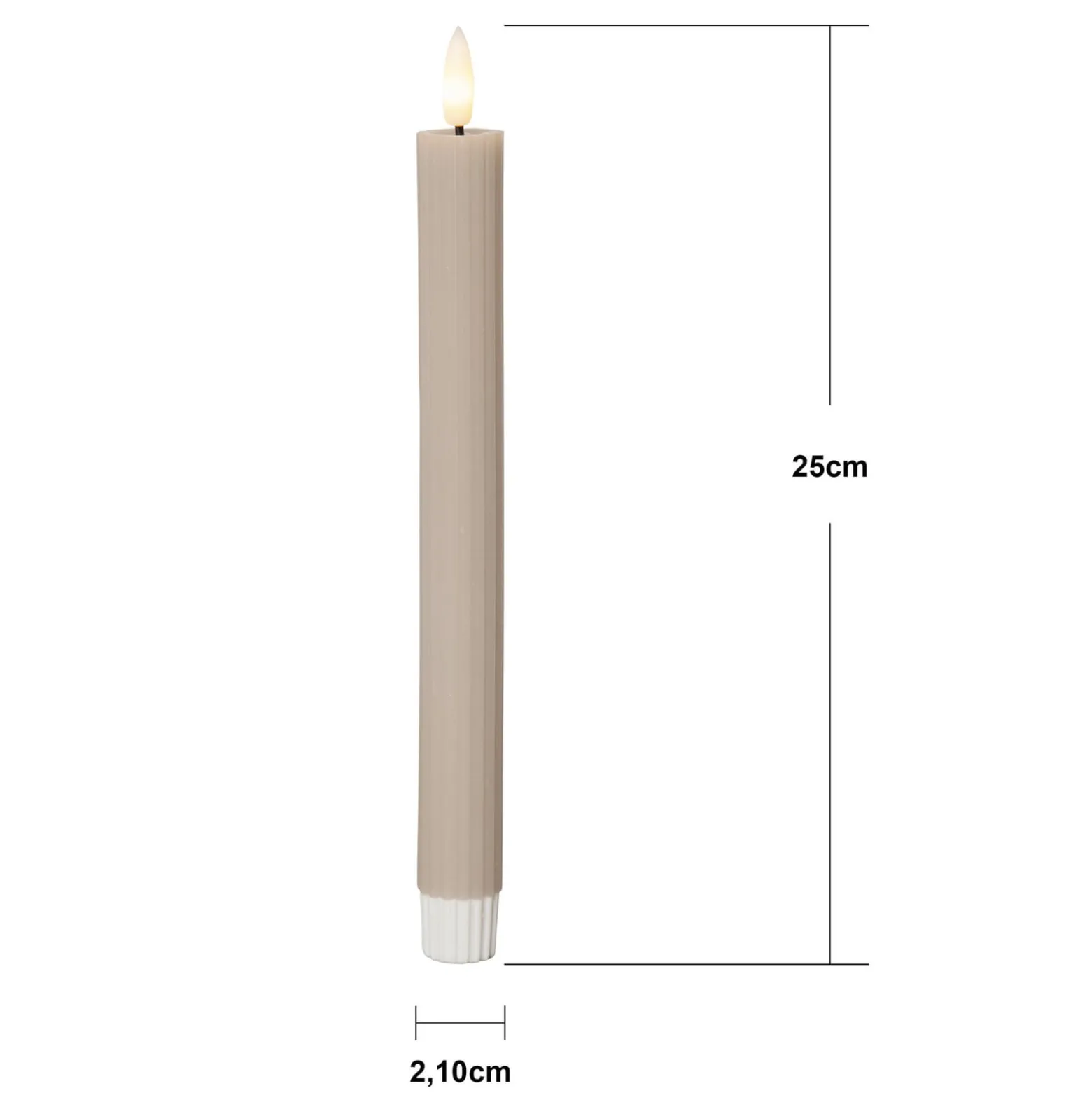 LED-Kerze Flamme Stripe, beige, 25 cm Wachs Batterie 2er-Set