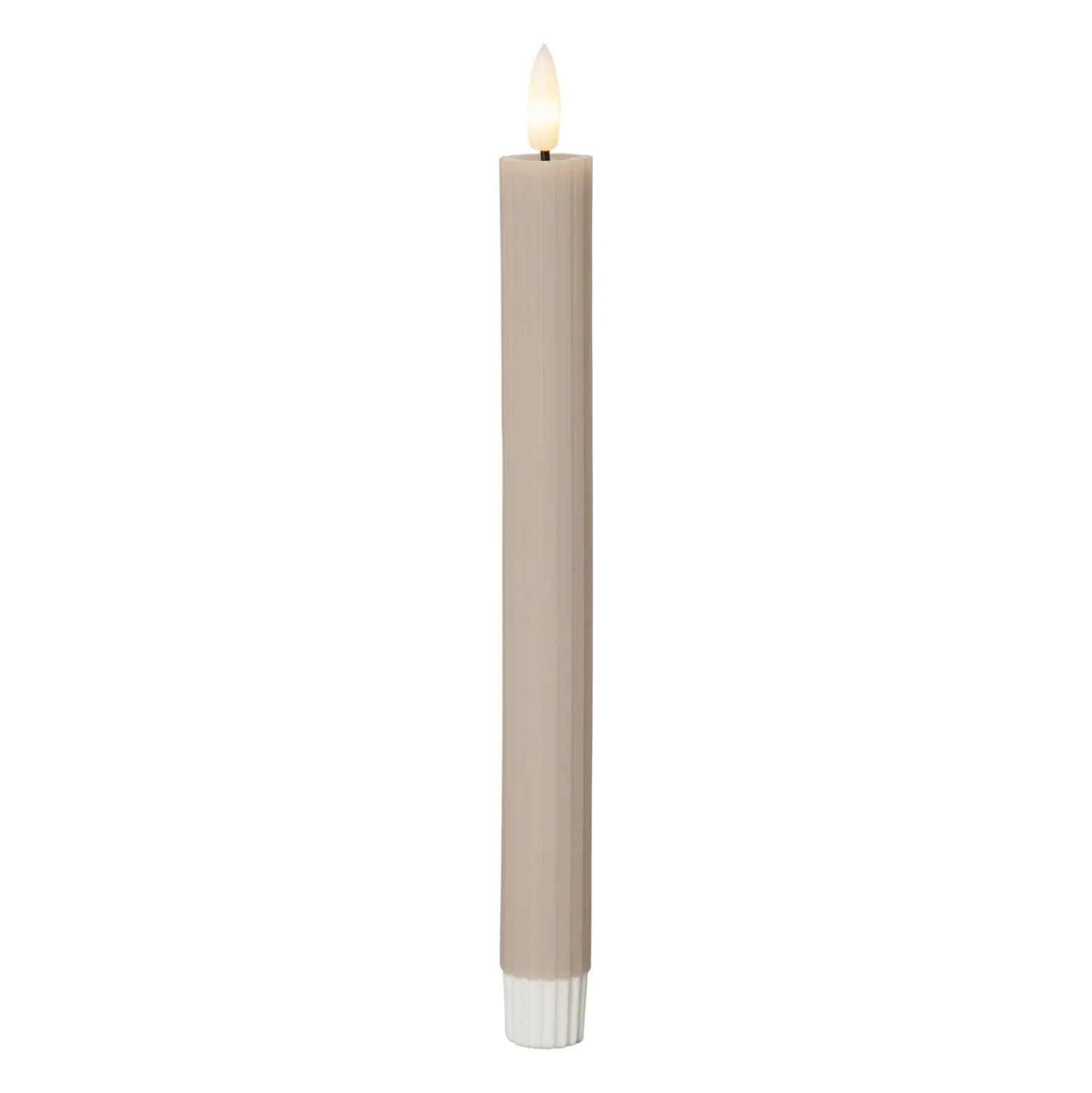 LED-Kerze Flamme Stripe, beige, 25 cm Wachs Batterie 2er-Set