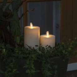 LED-Kerze IP44 cremeweiß glatt Höhe 18cm