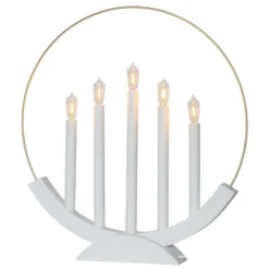 LED-Kerzenleuchter Brace, fünfflammig, weiß/gold