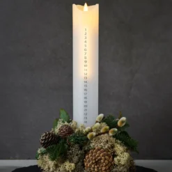 LED-Kerze Sara Calendar, weiß/silber, Höhe 29 cm
