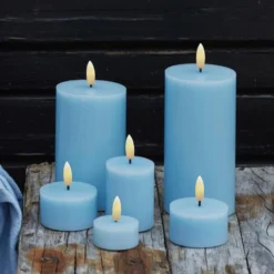 LED-Kerze Sille, blau, Höhe 15 cm, Wachs, Batteriebetrieb