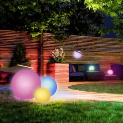 LED-Kugel tint Pendula Solar, IP44, weiß, CCT, RGB