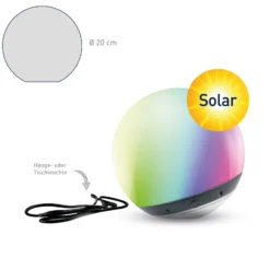 LED-Kugel tint Pendula Solar, IP44, weiß, CCT, RGB