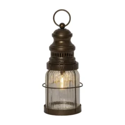 LED-Laterne Aina, bronze, Höhe 28 cm, Metall/Glas