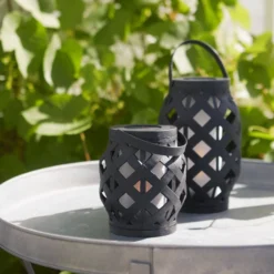 LED-Laterne Flame Lantern, schwarz, Höhe 16 cm