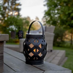 LED-Laterne Flame Lantern, schwarz, Höhe 16 cm