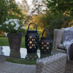 LED-Laterne Flame Lantern, schwarz, Höhe 16 cm