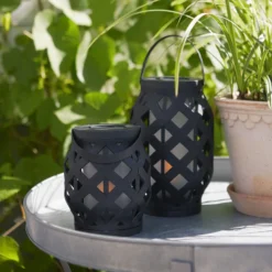 LED-Laterne Flame Lantern, schwarz, Höhe 16 cm