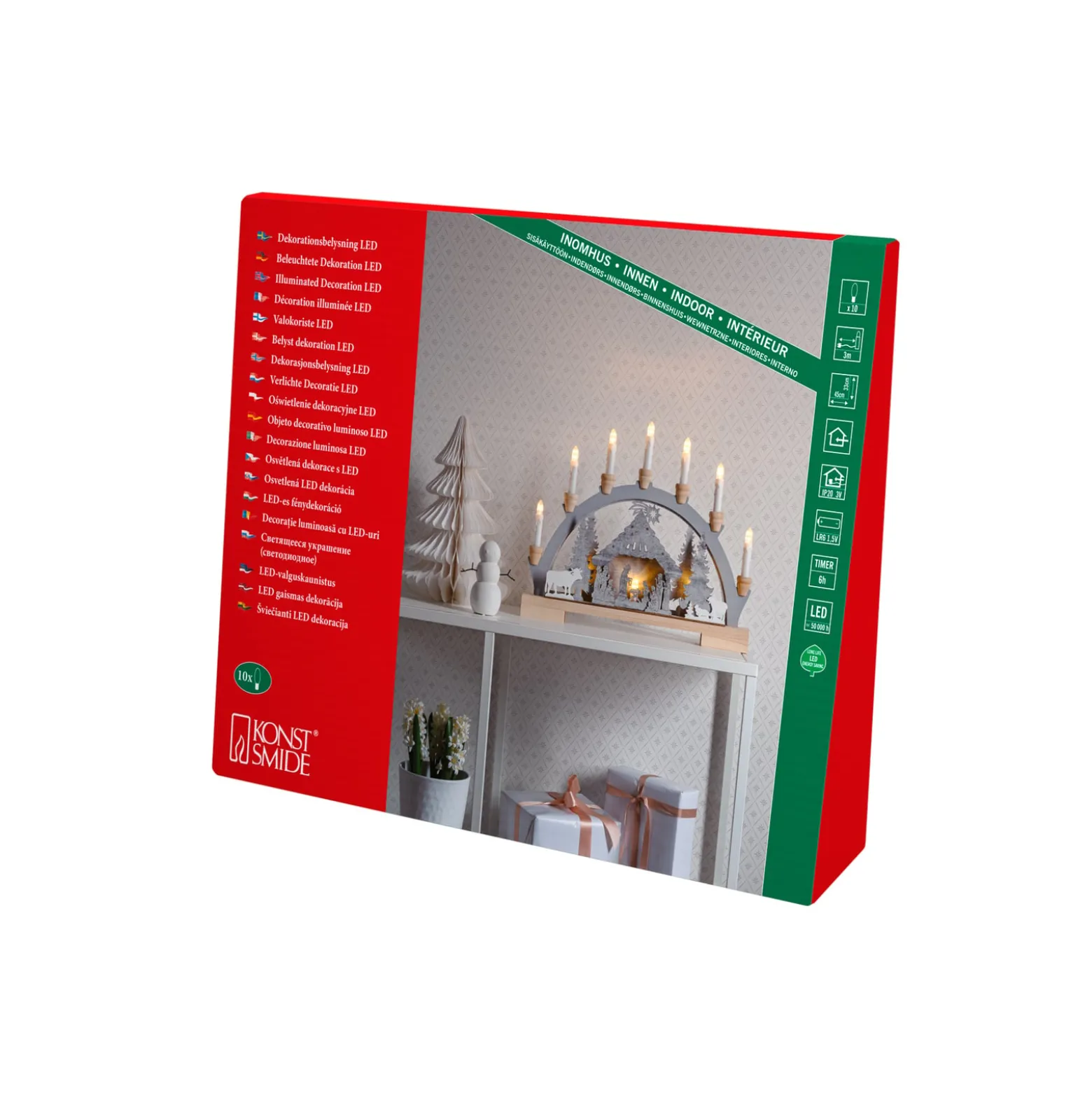 LED-Lichterbogen Krippe aus Holz, Batteriebetrieb