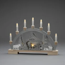 LED-Lichterbogen Krippe aus Holz, Batteriebetrieb