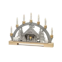 LED-Lichterbogen Krippe aus Holz, Batteriebetrieb