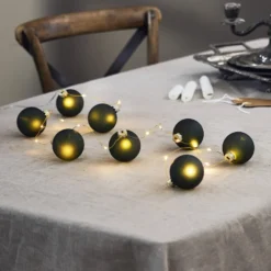 LED-Lichterkette Bliss, dunkelgrün, Glas, 8-flammig Batterie