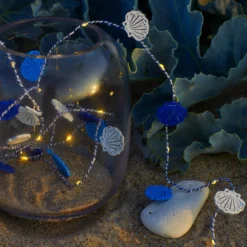 LED-Lichterkette Selma Clam, blau, 20-flg., Batteriebetrieb