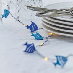 LED-Lichterkette Selma Fish, blau, 20-flg, Batteriebetrieb