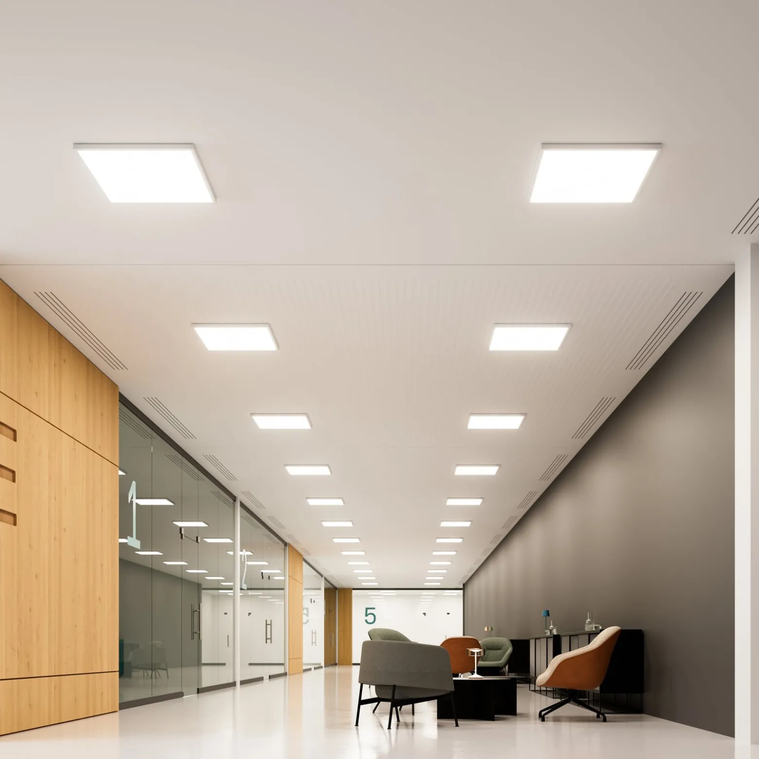 LED-Panel Fled, 3.600 lm, 62x62 cm, 90°, 3.000 K