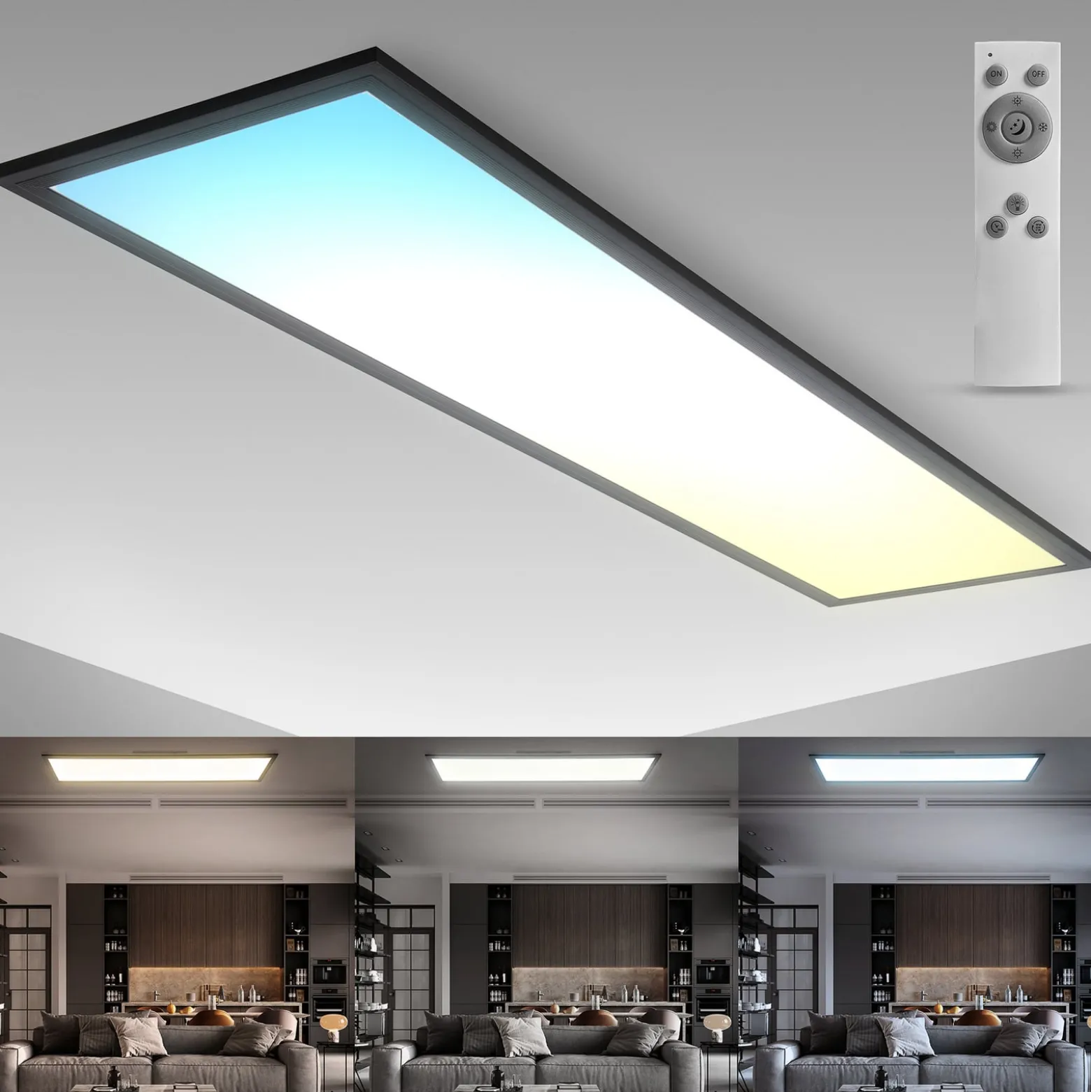 LED-Panel Odin Remote CCT, 100 x 25 cm, schwarz
