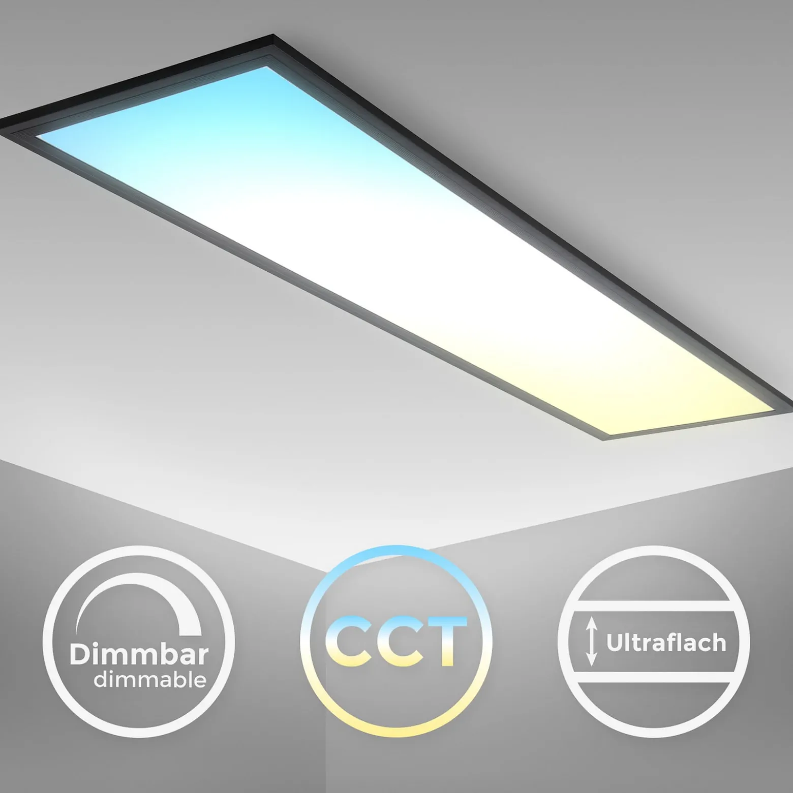 LED-Panel Odin Remote CCT, 100 x 25 cm, schwarz