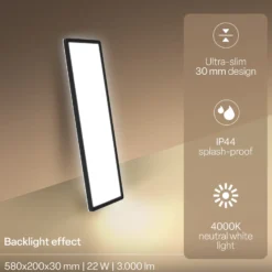LED-Panel Shallow on/off, 58 x 20 cm, schwarz, 840 Backlight