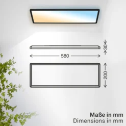LED-Panel Shallow Remote CCT, 58 x 20 cm, schwarz, Backlight