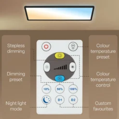 LED-Panel Shallow Remote CCT, 58 x 20 cm, schwarz, Backlight