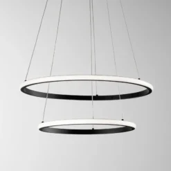 LED-Pendellampe Axis, Ø 60/40 cm, schwarz, Metall, CCT, RGB