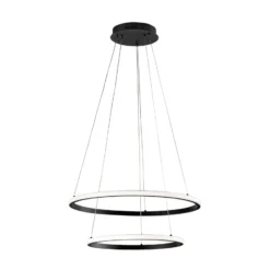 LED-Pendellampe Axis, Ø 60/40 cm, schwarz, Metall, CCT, RGB