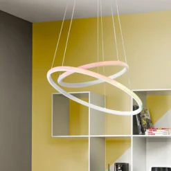 LED-Pendellampe Axis, Ø 60/40 cm, weiß, Metall, CCT, RGB