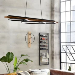 LED-Pendellampe Boyal, braun, Länge 101 cm, Holz, 3-flg.
