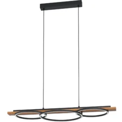 LED-Pendellampe Boyal, braun, Länge 101 cm, Holz, 3-flg.