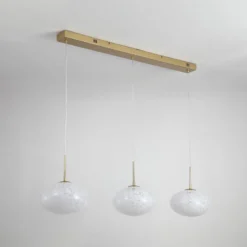 LED-Pendellampe Confetti, Länge 115 cm goldfarben/weiß, Glas