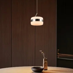 LED-Pendellampe Dios, nickelfarben, Ø 15cm, Metall, CCT