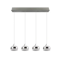 LED-Pendellampe Dios, nickelfarben, Länge 85 cm, CCT, 4-flg.