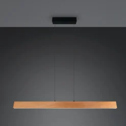 LED-Pendellampe Edgewood, Länge 150 cm, holzfarben Holz, CCT