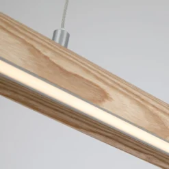 LED-Pendellampe Kenzie, Länge 120 cm, hellbraun, Holz CCT