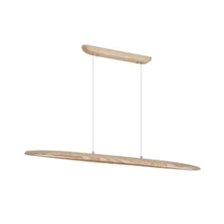 LED-Pendellampe Kenzie, Länge 120 cm, hellbraun, Holz CCT