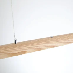 LED-Pendellampe Kenzie, Länge 120 cm, hellbraun, Holz CCT