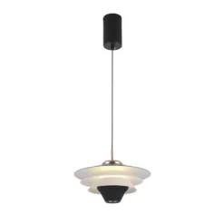 LED-Pendellampe Manley, schwarz/weiß, Ø 22 cm, Metall