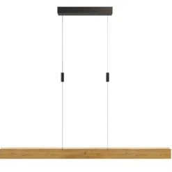 LED-Pendellampe Mexico Länge 89 cm eichefarben, Holz, 2-flg.