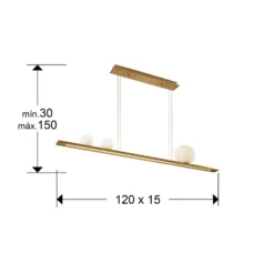 LED-Pendellampe Mila, goldfarben, Länge 120 cm, 3-flg.