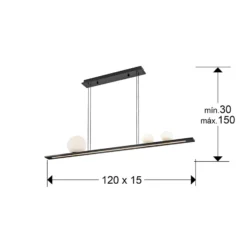 LED-Pendellampe Mila, schwarz, Länge 120 cm, Metall