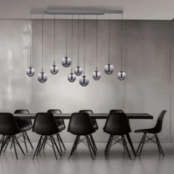 LED-Pendellampe PURE E-Infinity grau/rauchgrau 198 cm,10-flg