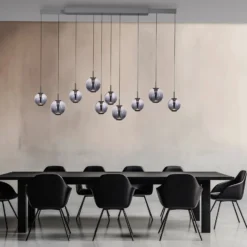 LED-Pendellampe PURE E-Infinity grau/rauchgrau 198 cm,10-flg