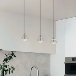 LED-Pendellampe Romeo Länge 55 cm nickelfarben Metall 3-flg.