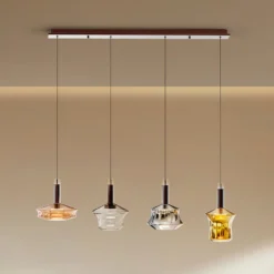 LED-Pendellampe Scarlett, bunt, Länge108 cm, Glas, 4-flg.