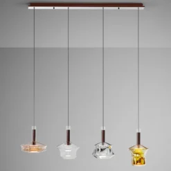 LED-Pendellampe Scarlett, bunt, Länge108 cm, Glas, 4-flg.